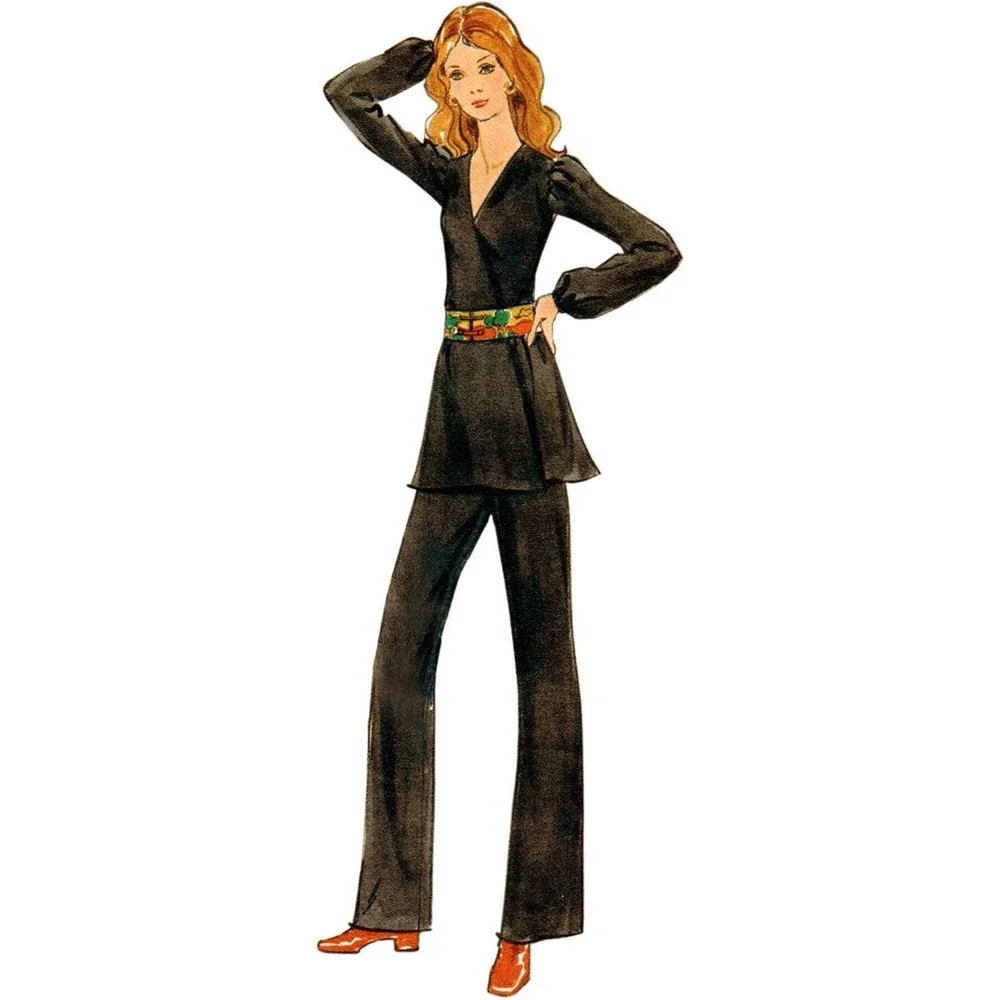Butterick Retro 1970s Sewing Pattern‎ B6958 Wrap Dress Tunic Pants Sizes 18-26